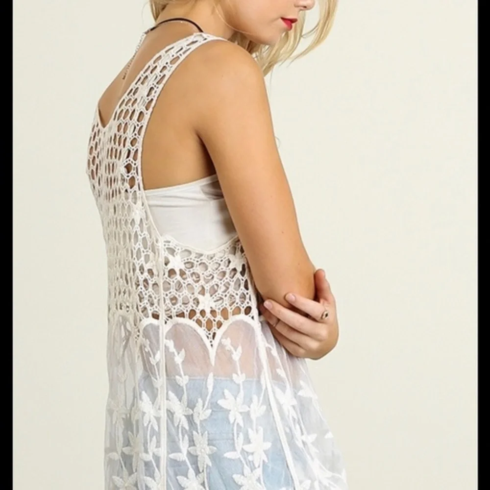 Ivory crocheted lace top
